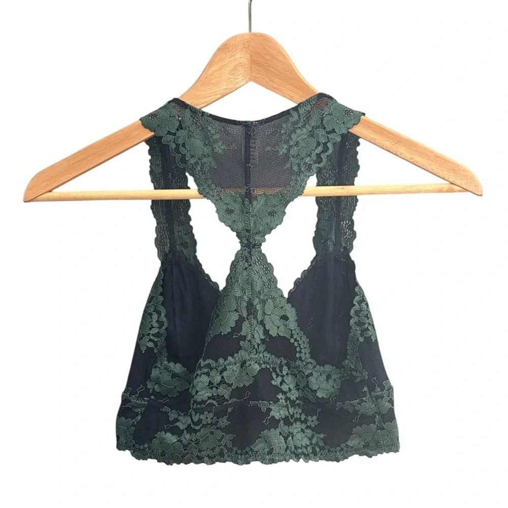 Wishlist‎ Green & Black Racerback Lace Bralette Size Small